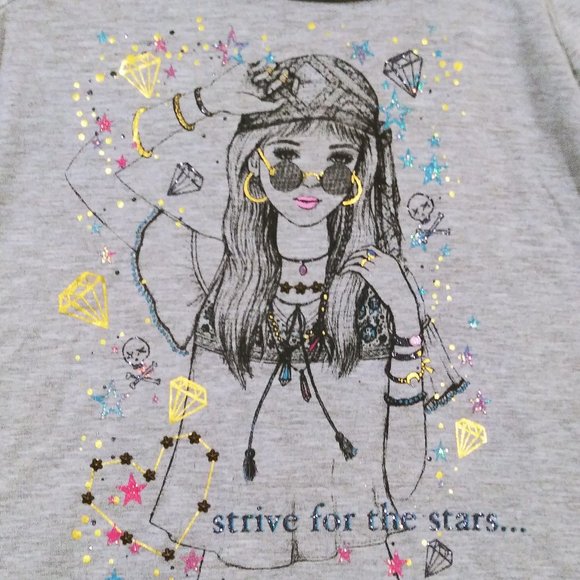 Disney D-Signed Gray Studded Graphic Flowy T-Shirt - Picture 2 of 5